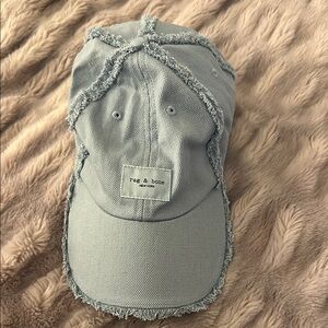 Rag & Bone Gray Frayed Baseball Cap